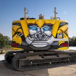 Bagger von CAT / Zeppelin mit Graffiti, 26.07.18
